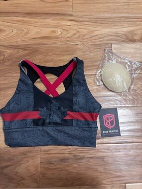 Born Primitive Black & Red Maple Crossback Sports Bra